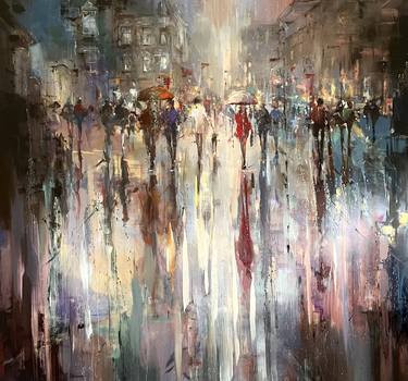Original Abstract Architecture Painting by Ewa Czarniecka