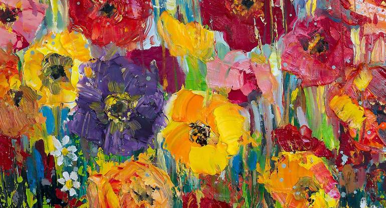 Original Abstract Floral Painting by Ewa Czarniecka