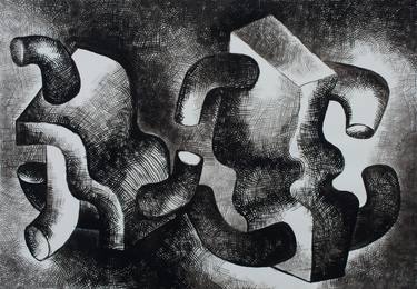 Original Cubism Abstract Drawings by Ivan Stoyanov