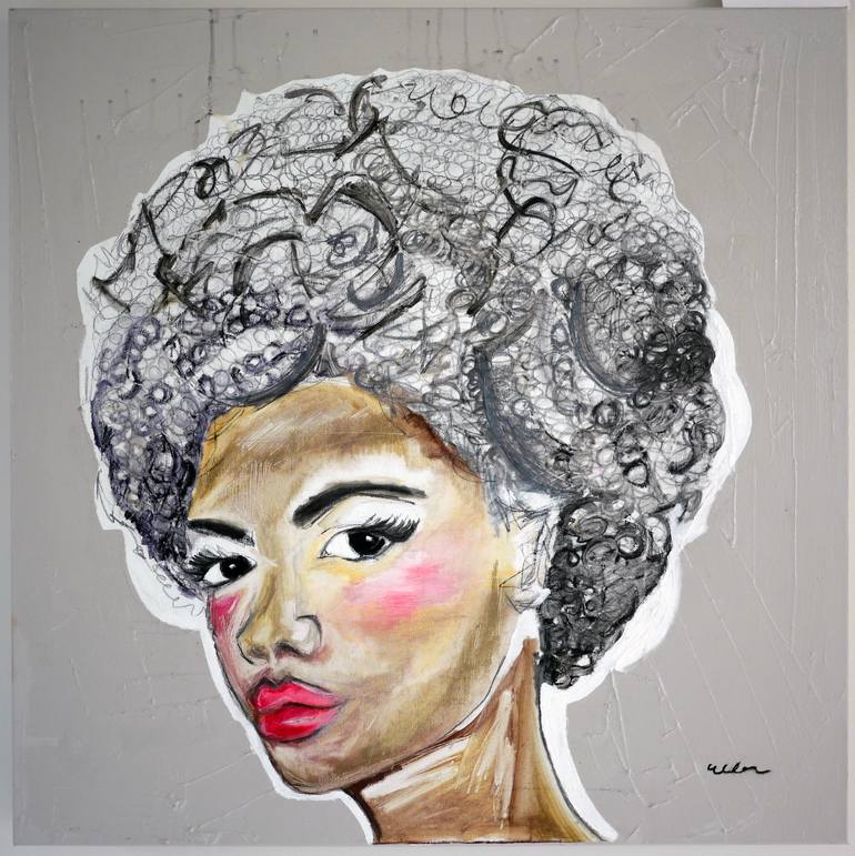 i heart my fro Painting by Ellen Mcconnell | Saatchi Art