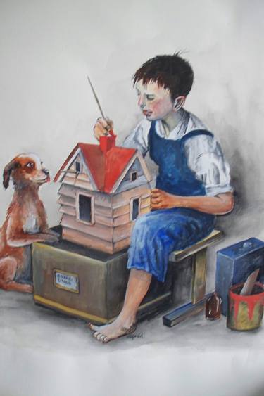 Original Realism Children Painting by Greg Lipman