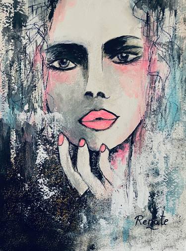 Original Abstract Expressionism Portrait Paintings by Renate Dartois