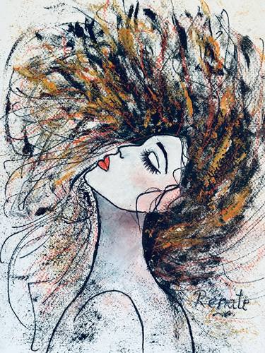 Original Abstract Expressionism Women Painting by Renate Dartois