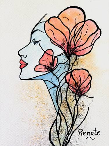 Original Abstract Expressionism Women Painting by Renate Dartois