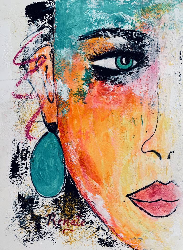 Original Pop Art People Painting by Renate Dartois