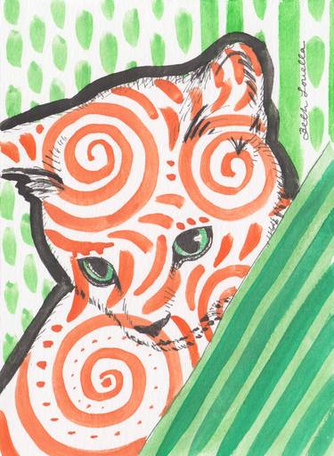 Patterned Cat Orange Swirls thumb