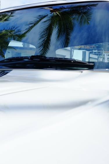 White Vintage Car With Palm Tree - Limited Edition 1 of 25 thumb