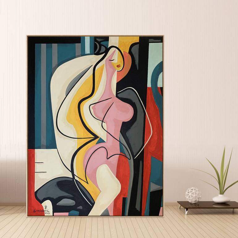 Original Abstract Nude Painting by Bernard Simunovic