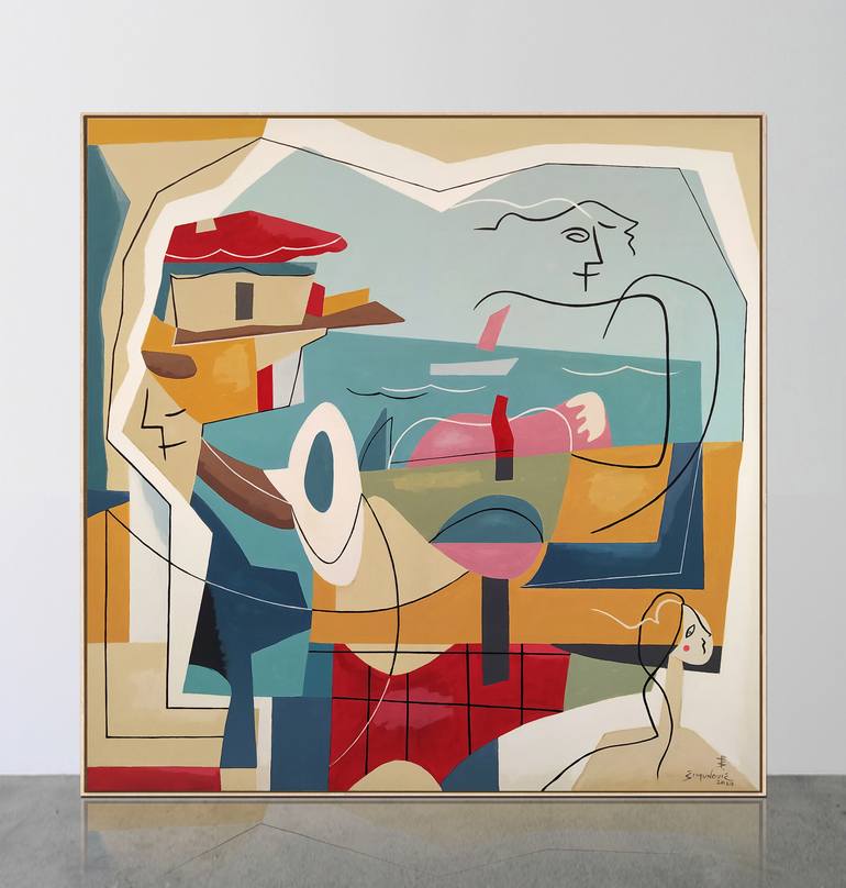 Original Abstract Expressionism Beach Painting by Bernard Simunovic