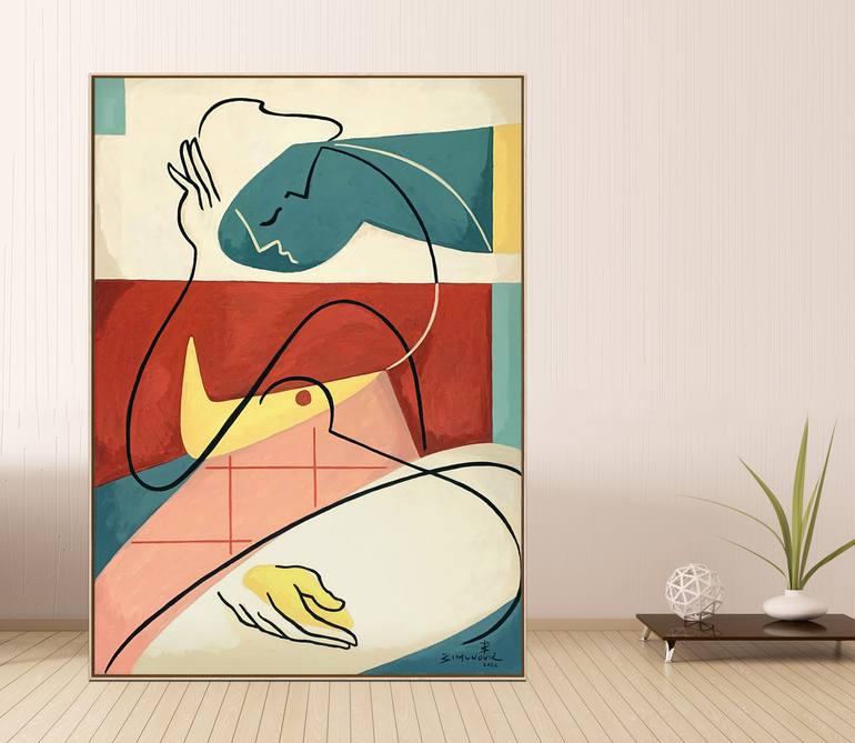 Original Abstract Expressionism Love Painting by Bernard Simunovic