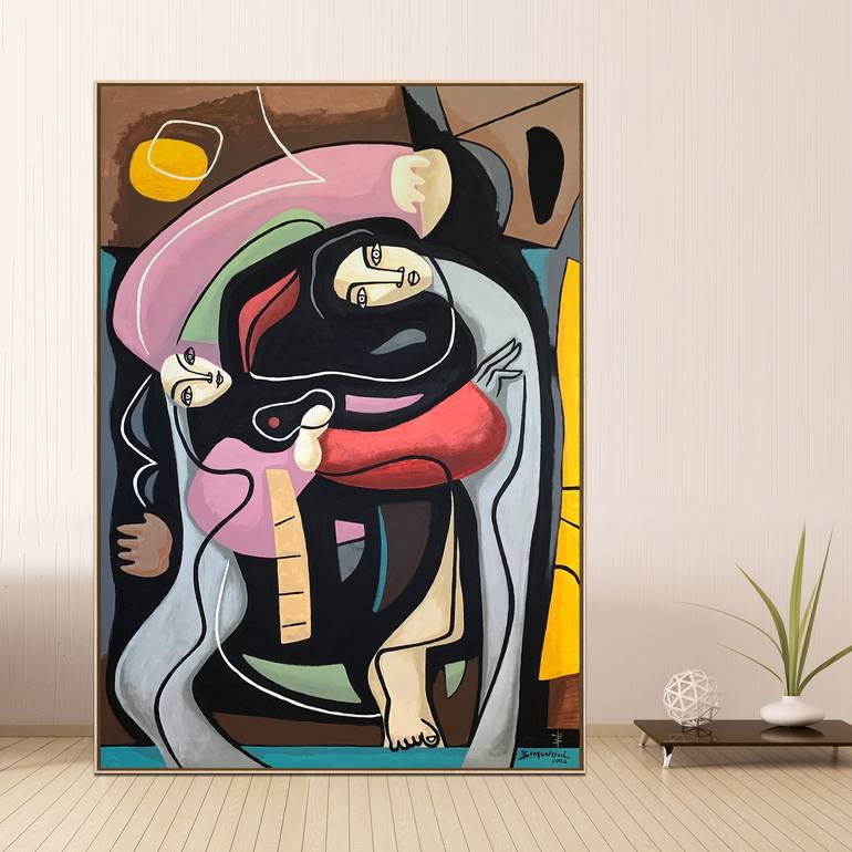Original Abstract People Painting by Bernard Simunovic