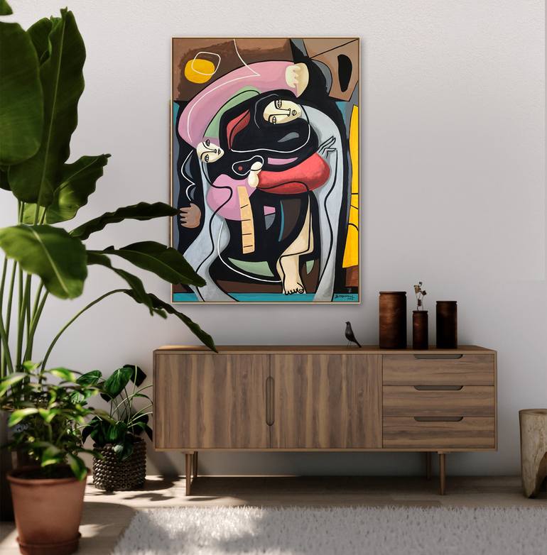 Original Abstract People Painting by Bernard Simunovic