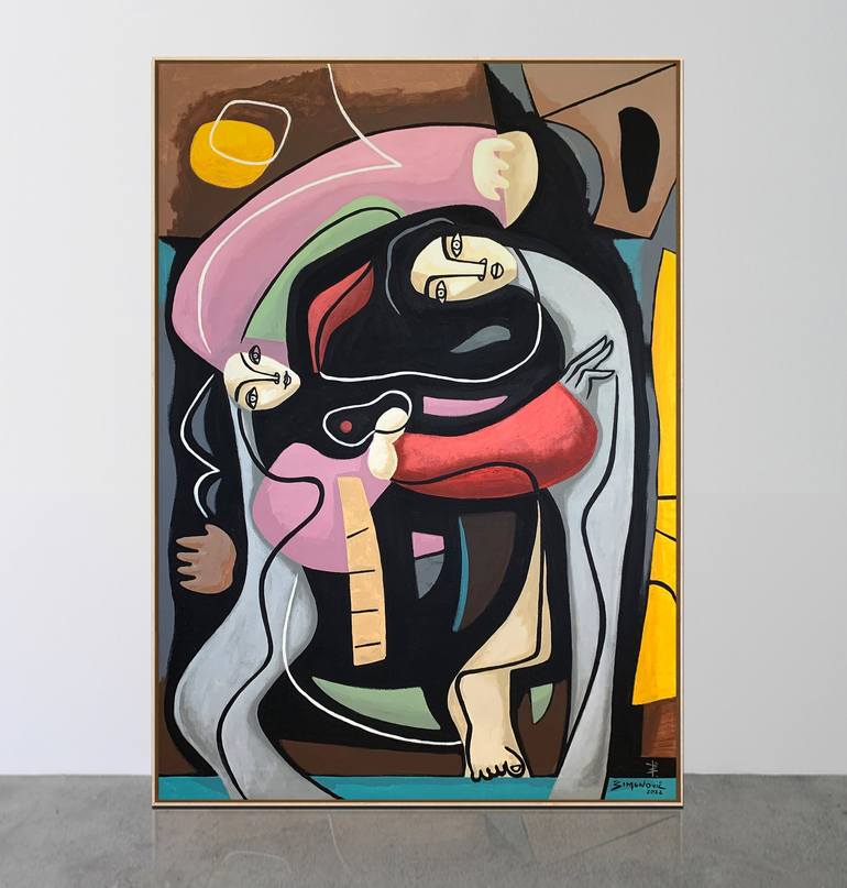 Original Abstract People Painting by Bernard Simunovic
