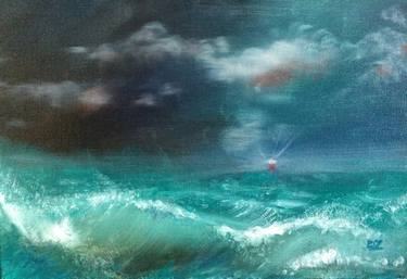 Storms at sea, 9“x12“ oil, original by David Zamudio thumb