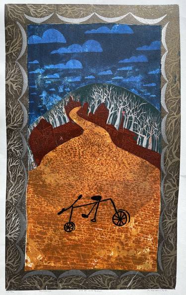 Original Expressionism Bicycle Printmaking by Suk Raat