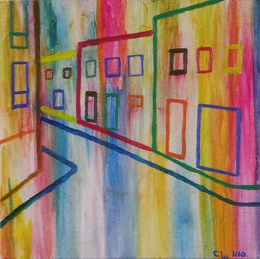 Original Abstract Cities Paintings by Meneer Stilfanti