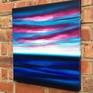 Twilight Sky is an ethereal abstract seascape 40x40cm on a 2cm deep canvas. It’s inspired by spending time staring at the sea in Prussia Cove in Cornwall at sunset. Its painted in pinks, blues and white. The paint is blended and slightly textured the picture continues around the sides. It is ready to hang and it comes with a signed and dated Certificate of Authenticity. 

When I despatch a painting I always send a personalised card and a complimentary set of 3 hand made greetings cards as a thank you.