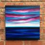 Twilight Sky is an ethereal abstract seascape 40x40cm on a 2cm deep canvas. It’s inspired by spending time staring at the sea in Prussia Cove in Cornwall at sunset. Its painted in pinks, blues and white. The paint is blended and slightly textured the picture continues around the sides. It is ready to hang and it comes with a signed and dated Certificate of Authenticity. 

When I despatch a painting I always send a personalised card and a complimentary set of 3 hand made greetings cards as a thank you.