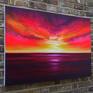 “Just Like Heaven” is a large vibrant abstract sunset and seascape oil painting80x120cm on a deep 4cm box canvas. It’s inspired by vivid sunsets reflecting on water. The paint is thick and textured, has been layered and blended and has a slight glossy sheen. The sides of the artwork are painted white and it is ready to hang. The title is from the song by The Cure.

When I despatch a painting I always send a personalised card and a complimentary set of 3 hand made greetings cards as a thank you.