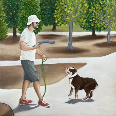 Original Figurative Dogs Painting by Gladys Jimenez