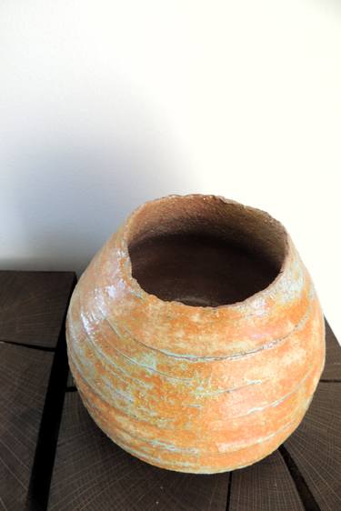 Turquoise-orange ceramic vase thumb