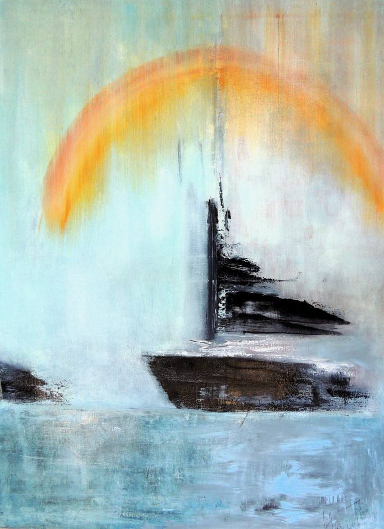 Original Expressionism Boat Painting by Eleni Pappa Tsantilis