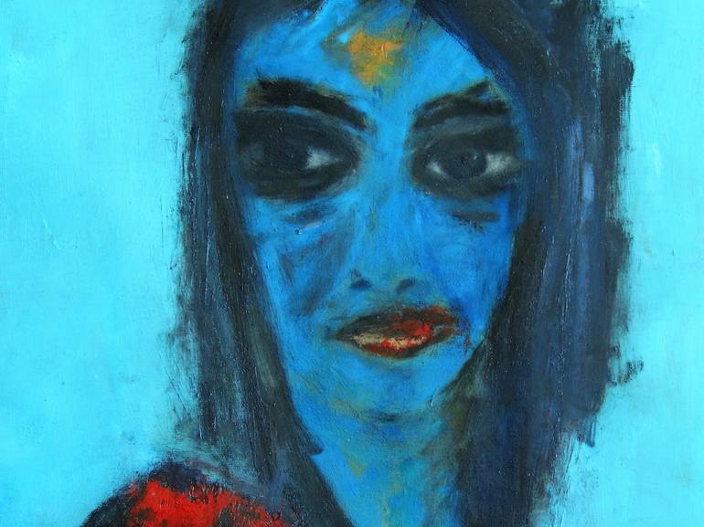 Original Abstract Expressionism Portrait Painting by Eleni Pappa Tsantilis