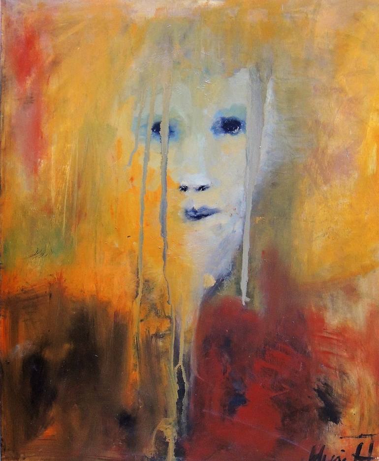 Original Abstract Expressionism Portrait Painting by Eleni Pappa Tsantilis