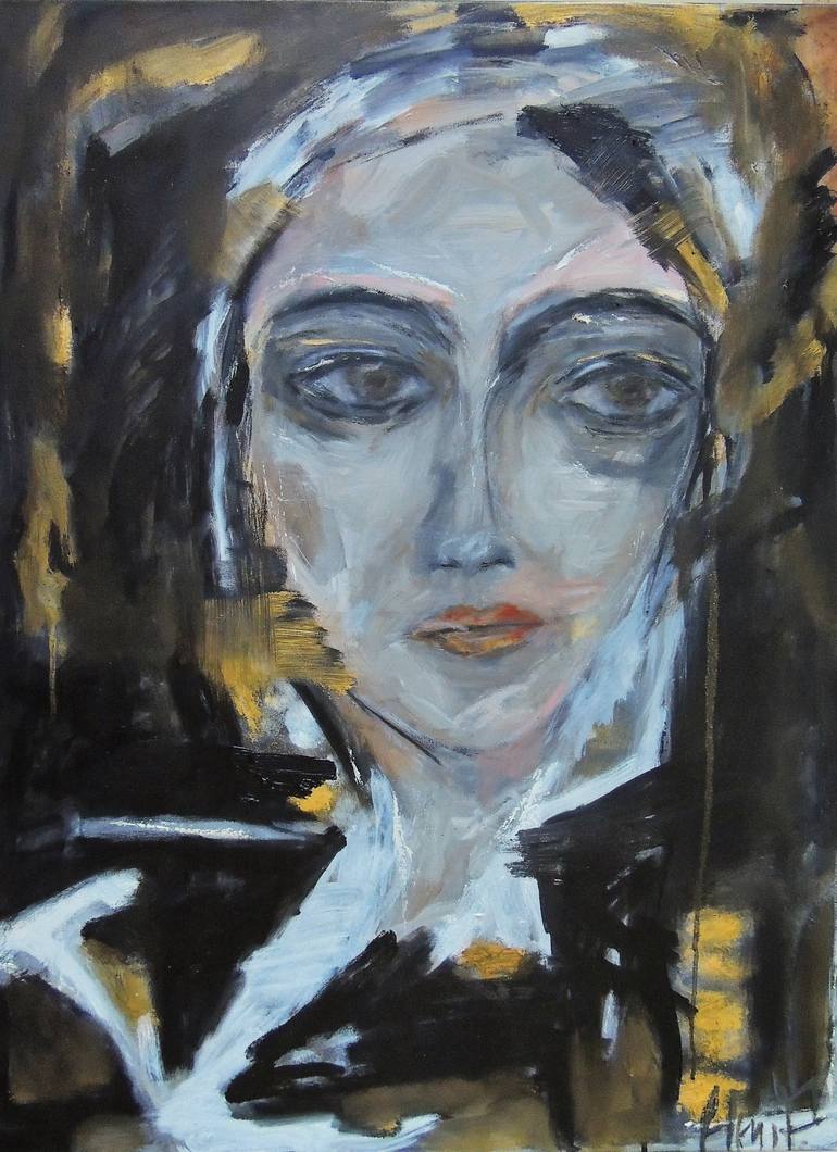 Original Abstract Expressionism Portrait Painting by Eleni Pappa Tsantilis