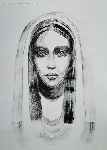 Original Black & White Women Drawings by Victoria Golovina