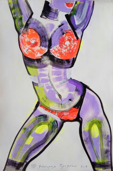 Original Abstract Expressionism Body Drawings by Victoria Golovina