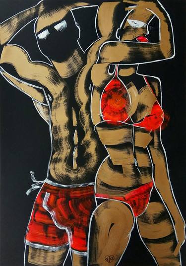 Original Abstract Expressionism Body Drawings by Victoria Golovina