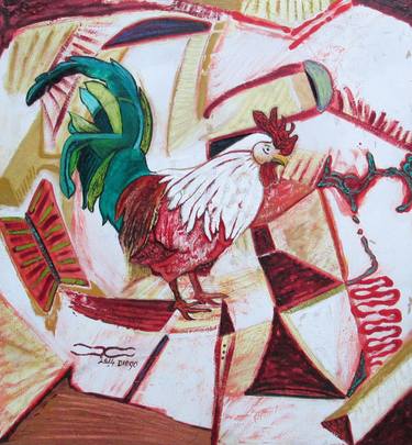rooster oil painting tango Un gallo para Pugliese Argentina thumb