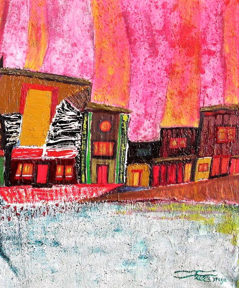 Original Abstract Cities Painting by Diego Castro
