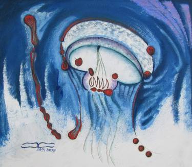 jellyfish deep sea art oil painting original by Diego Castro thumb