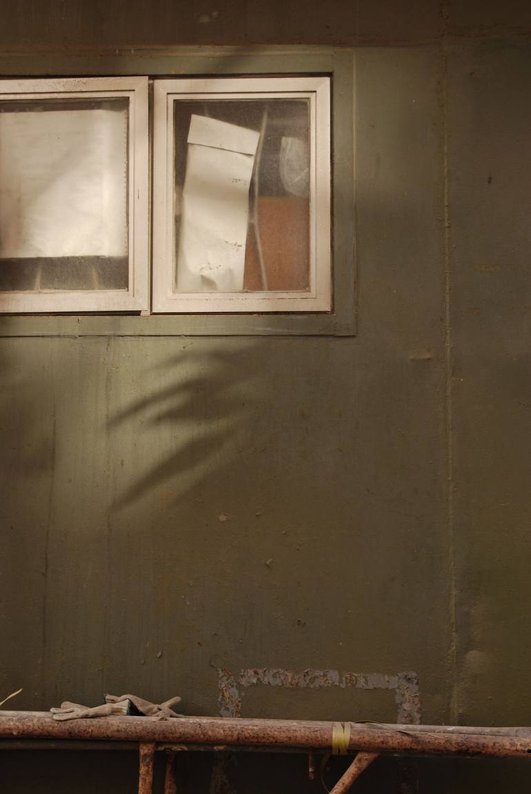 Original Architecture Photography by Wl Chiu | Documentary Art on Paper | Window, rusty pipe and gloves - Limited Edition of 20