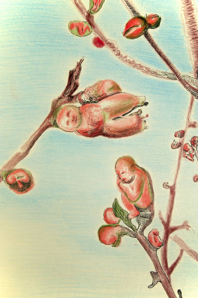 Original Expressionism Floral Drawing by Maia S Oprea