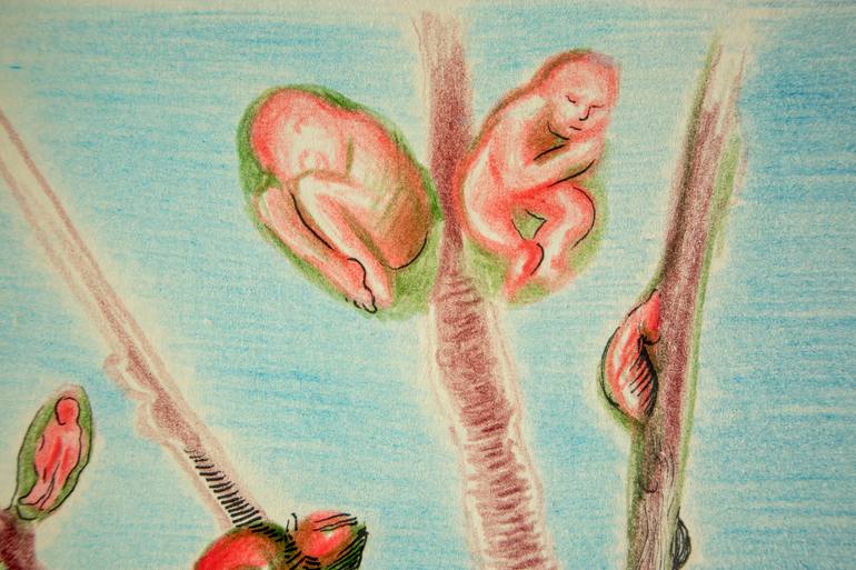 Original Expressionism Floral Drawing by Maia S Oprea