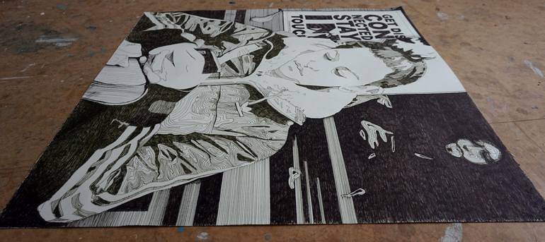 Original Black & White People Drawing by Marit Otto