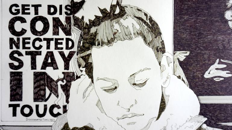 Original Black & White People Drawing by Marit Otto