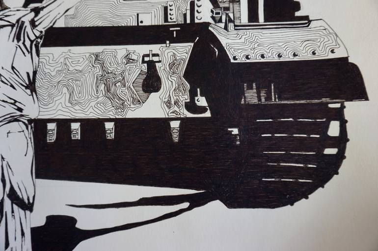 Original Black & White Politics Drawing by Marit Otto
