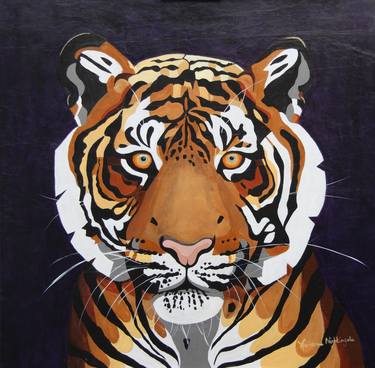 TIGER. Painting on Leather thumb