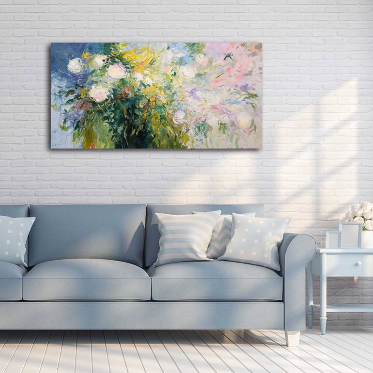 Original Abstract Floral Painting by Behshad Arjomandi