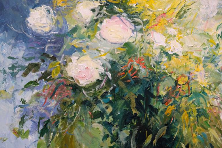 Original Abstract Floral Painting by Behshad Arjomandi