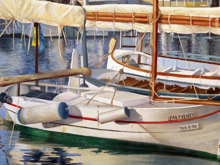 Original Fine Art Boat Painting by Joan Riera