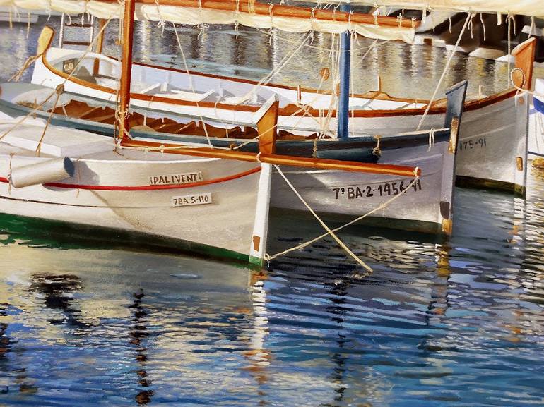 Original Fine Art Boat Painting by Joan Riera