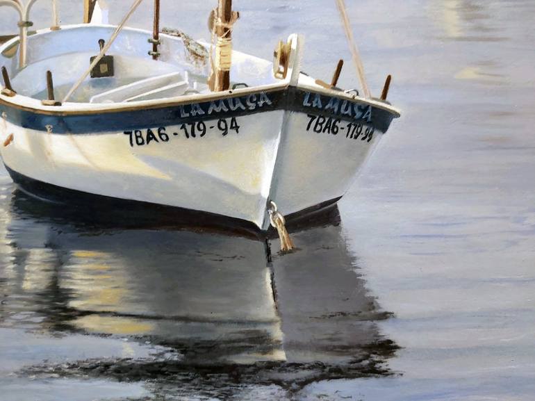 Original Fine Art Boat Painting by Joan Riera