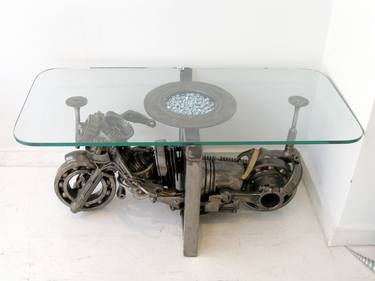Motorcycle Gift / Table sculpture / Metal art sculpture / Metal art table / Scrap Metal art table / Scrap Metal Sculpture / Metal Furniture thumb