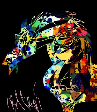 Print of Abstract Horse Mixed Media by Belinda Colozzi