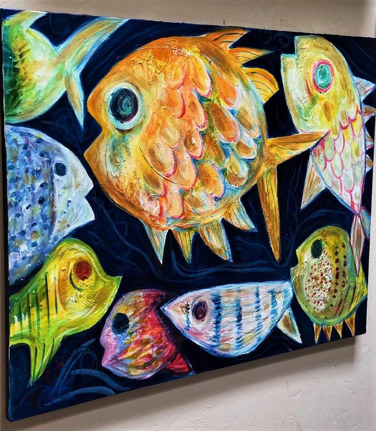 Original Impressionism Fish Painting by Belinda Colozzi